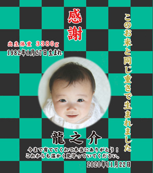 結婚式体重米ギフト 新郎用市松模様 緑