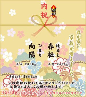 出産内祝い 双子