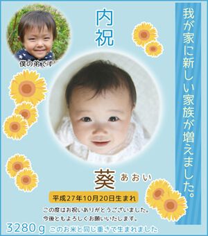 出産内祝い 体重米 兄弟デザイン